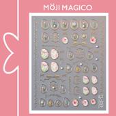 茉季 点珍珠烫金相框郁金香美甲贴纸防水指甲贴装 饰贴花饰品TL259