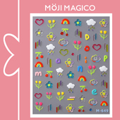 茉季 果冻胶线条彩虹花朵美甲贴纸防水指甲贴装 饰贴花饰品M649