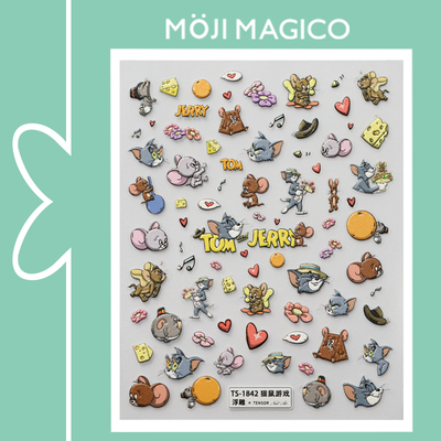 茉季中国美甲贴纸立体浮雕效果