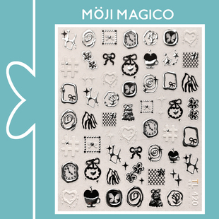 饰饰品TL420 素点银色珍珠美甲贴纸防水指甲贴装 茉季 ins风烫银元