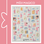 茉季 春日野餐格子拼布立体浮雕美甲贴纸防水指甲贴装 饰饰品4048