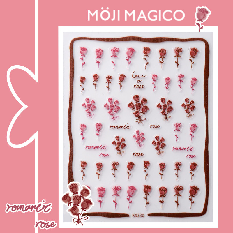 茉季半透水染水彩玫瑰薄韧美甲贴纸防水指甲贴装饰饰品kx330 331,彩妆/香水/美妆工具,美甲工具,淘宝优惠券,粉丝福利购,淘宝优惠卷