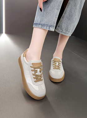 复古德训鞋女2025新款真皮韩版平底板鞋休闲鞋运动鞋女平底单鞋