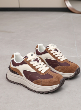 厚底小蛮腰阿甘鞋女2025秋冬小个子增高休闲运动透气加绒保暖女鞋