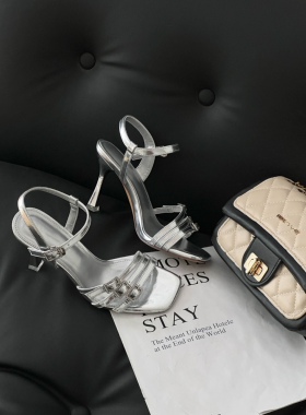高级清冷范女神细高跟一字带百搭凉鞋女夏季新款简约设计清仓