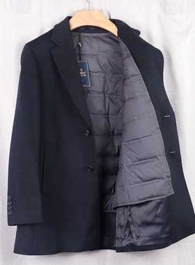 金利来男装羊毛大衣 白鹅绒内胆保暖外套2023新款MJLF69014152-95