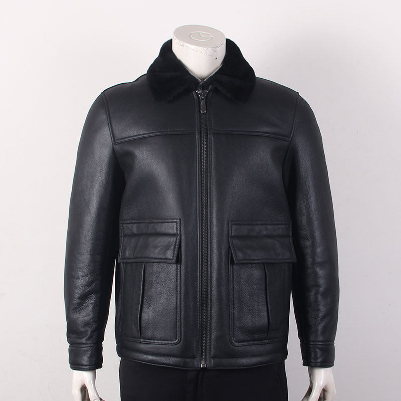 金利来男装 冬季新款羊皮毛一体厚款真皮皮衣外套MJC21141432-99