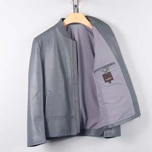 金利来男装皮衣 2024新款棒球领休闲真皮外套MJCG79013001-58