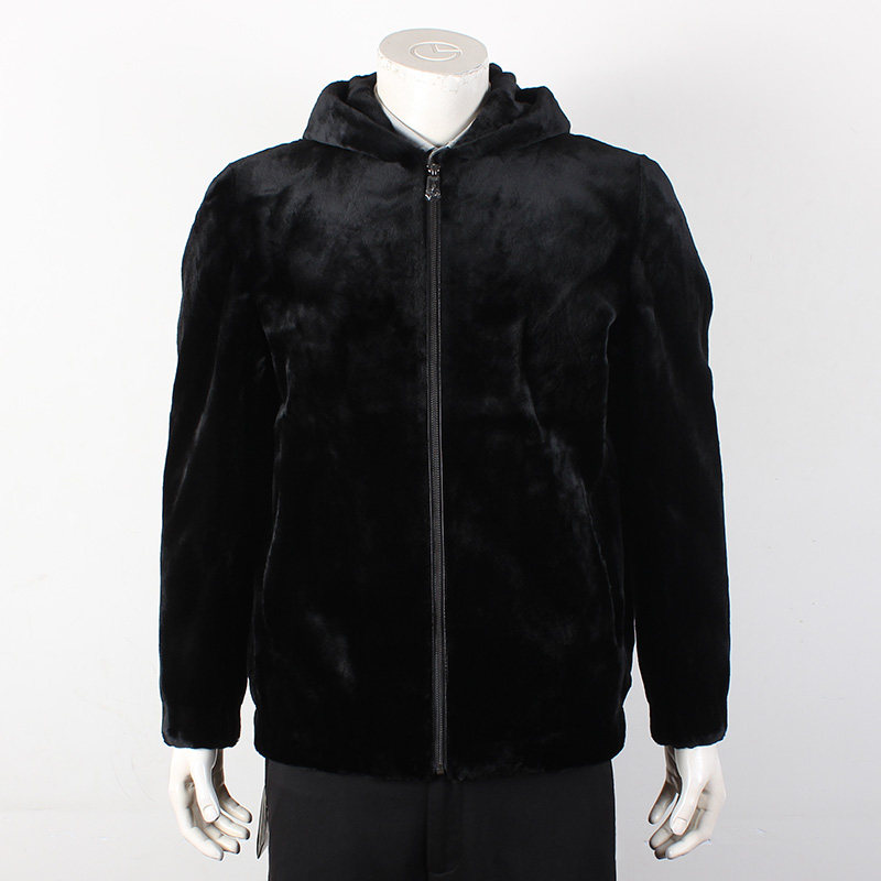 金利来冬季连帽水貂毛皮面料皮草男士尼克服外套MNS19141432-99