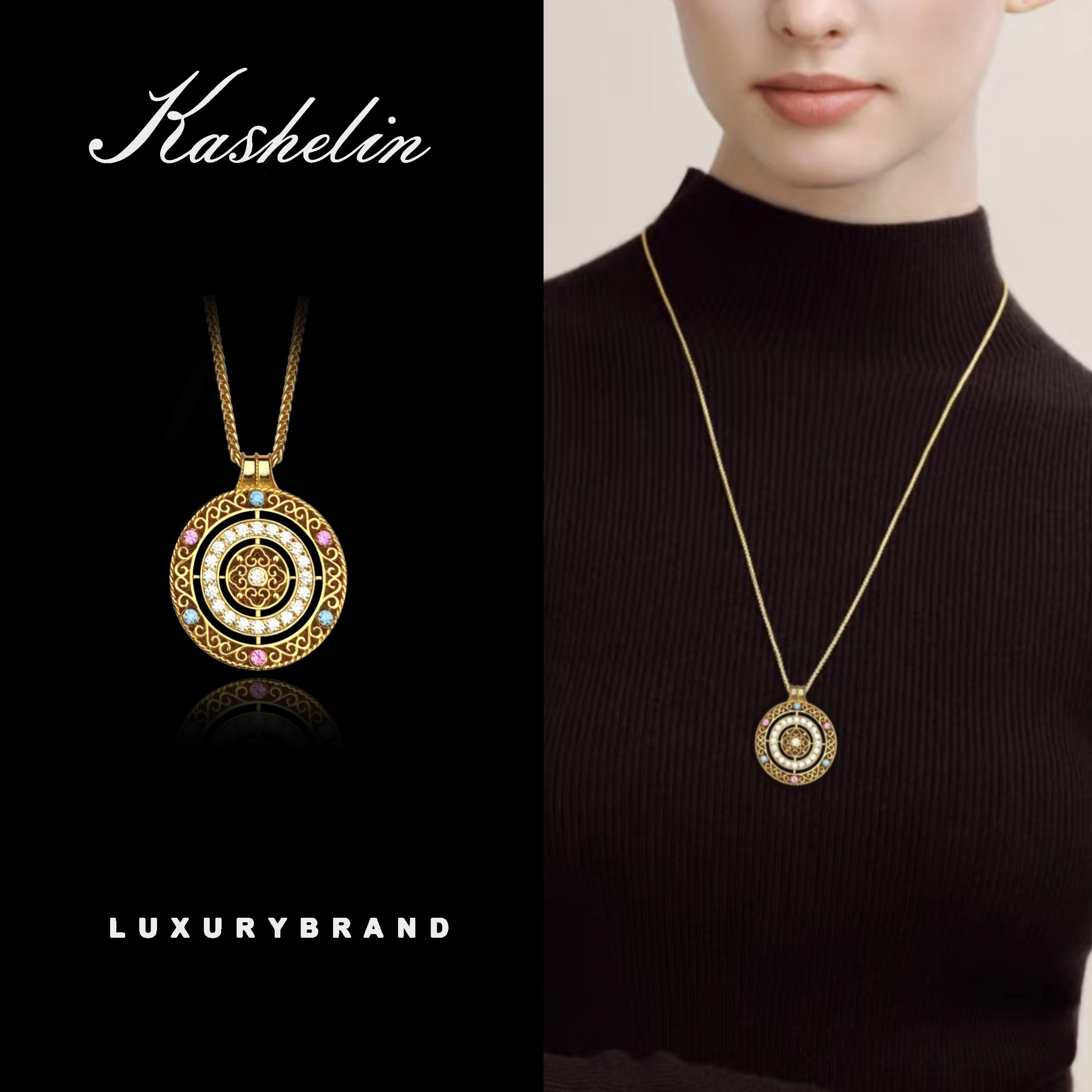 国潮【多彩福牌】设计师款项链~8947