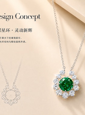 绿韵星环复古轻奢绿色吊坠锁骨链