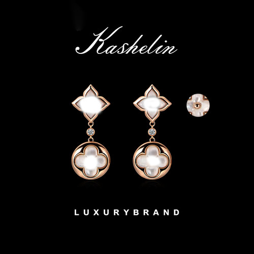 【YS】法【盛典限定】L ALIX  四叶草双花耳钉~8769【送礼】