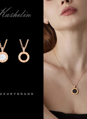 CZ 英【黑白世界】KS黑白双面项链~8904【春节/平安/礼盒】