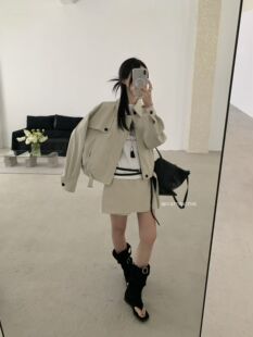 裙两件套装 sky98822韩系26新宽松显瘦短风衣外套女英伦风上衣 裤