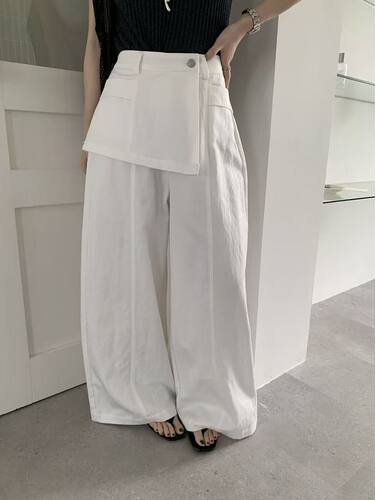 Ulour韩系2026春新女宽松显瘦高腰直筒屁帘阔腿长裤百搭休闲裤子