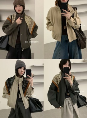 sky20166韩系2025秋新宽松显瘦短款风衣短外套女英伦风高级感上衣