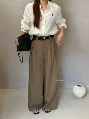 GN026101春新韩系老钱风女显瘦高腰直筒裤休闲阔腿裤拖地长裤子潮
