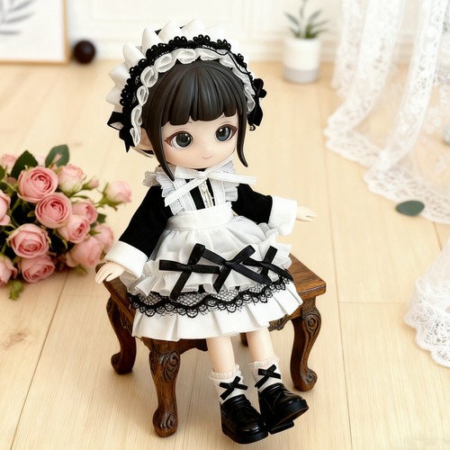 OB11娃衣蕾丝女仆装连衣裙