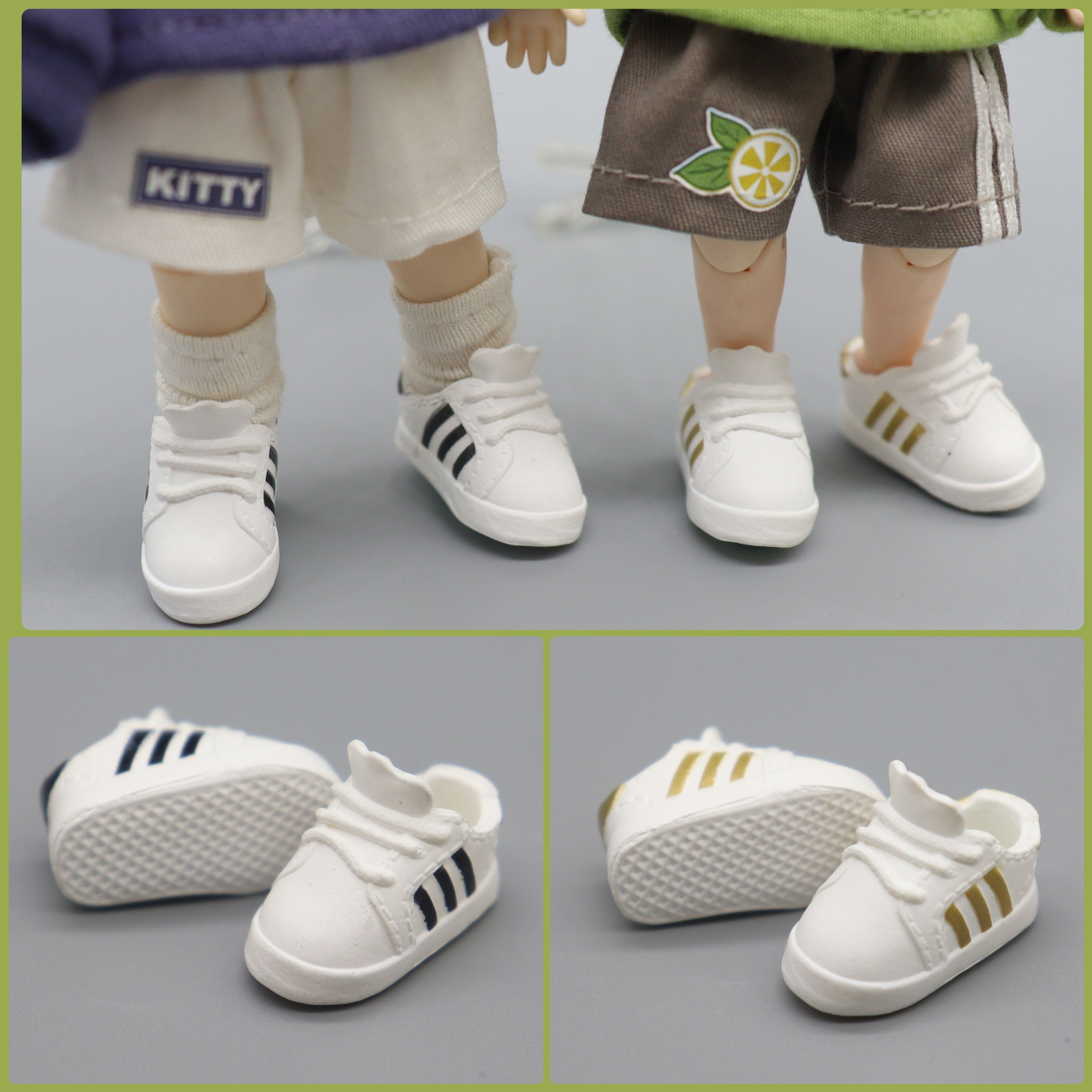 ob11娃鞋子gsc粘土人YMY  P9 piccodo 素体可穿小皮鞋 白色运动鞋