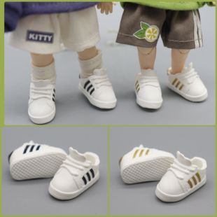 ob11娃鞋子gsc粘土人 P9 piccodo 素体可穿小皮鞋 白色运动鞋