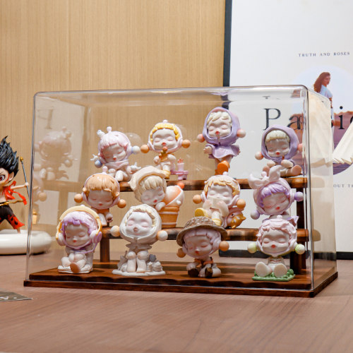 盲盒收纳展示架泡泡马特公仔摆放架透明手办模型立牌防尘娃娃柜子
