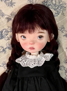 bjd娃娃bjd6分特体蓝豆豆 雀斑小布娃娃bjd素体树脂裸娃全套新品