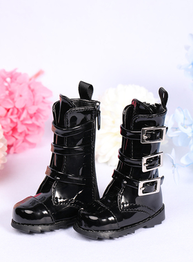 1/3BJD娃娃SD娃娃 鞋子 中长靴搭扣 黑色靴子 简约 4分 尺寸可选
