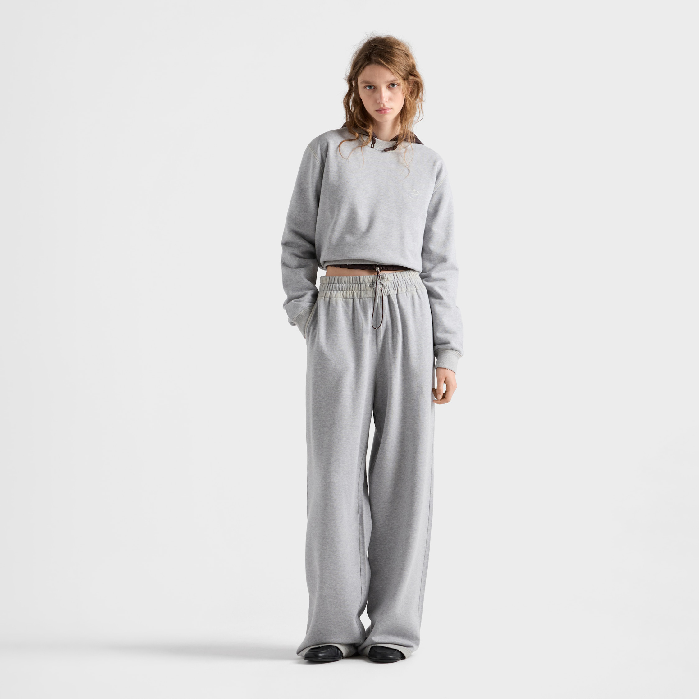 促 工厂样板孤品9RADA  圆领卫衣松紧腰抽绳阔腿裤套装 原399