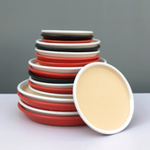 陶瓷托盘大号圆形黑红白色清仓处理库存托盘 瑕疵陶瓷托盘 包邮