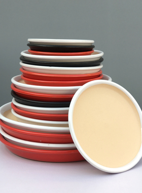 【瑕疵陶瓷托盘】陶瓷托盘大号圆形黑红白色清仓处理库存托盘包邮