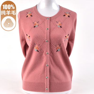 中老年人高端100纯羊毛衫女