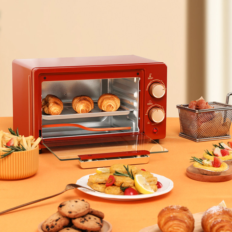 康佳电烤箱家用小型烤箱迷你高颜值多功能烘焙箱10L机械操控