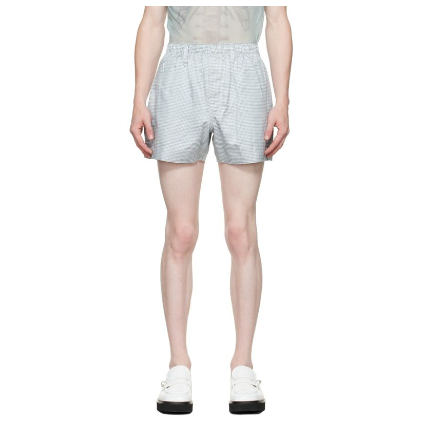 Doublet 蓝色格纹短裤男运动男裤透气运动裤登山徒步轻质舒适