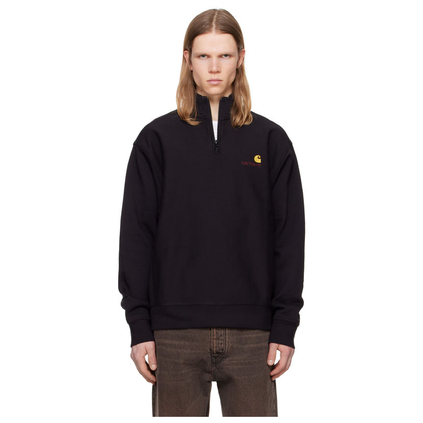 carhartt 黑色 Half Zip American Script 卫衣男
