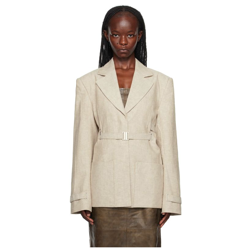 remain 驼色束带西装外套女