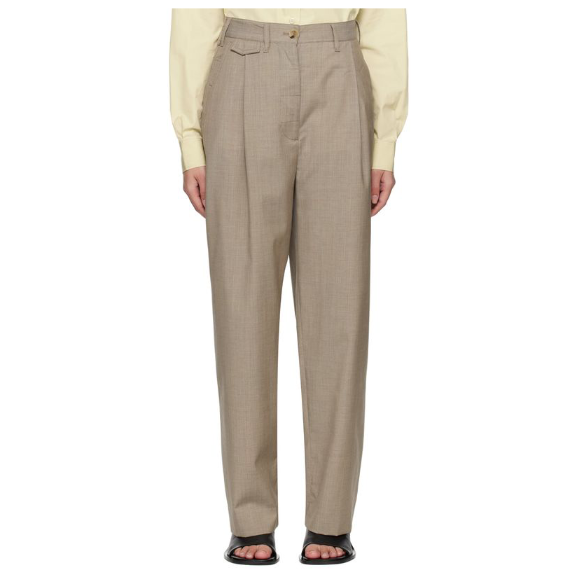 toteme 灰褐色 straight-leg 长裤女