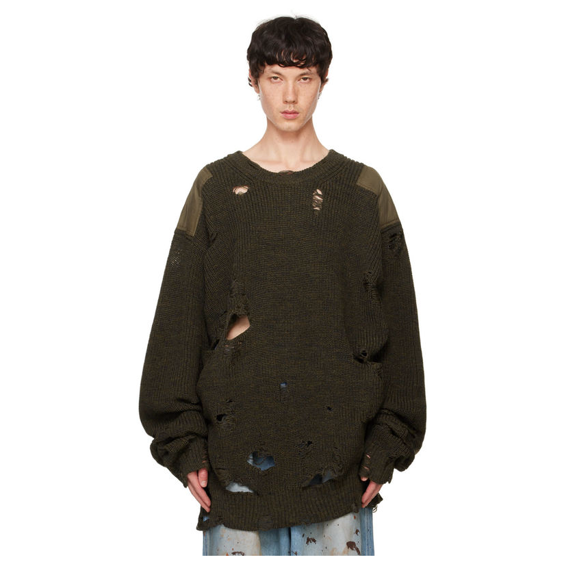 Doublet 绿色 Oversized Military 毛衣男毛衣商务休闲针织衫复