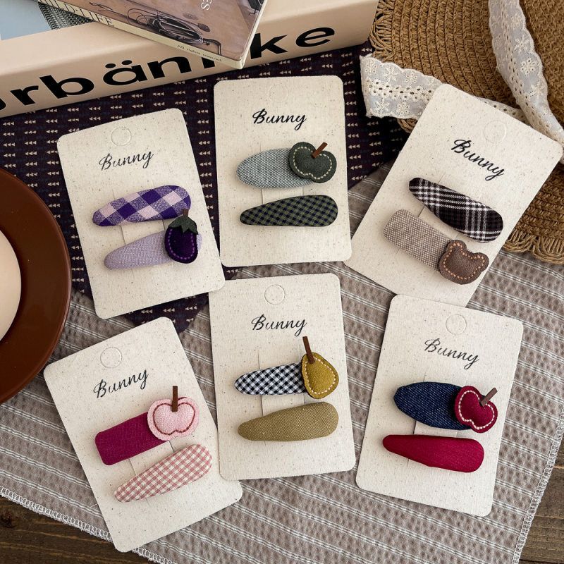 前额格纹bb新款发饰bb水果韩系