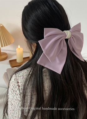 浪漫薰衣草紫色 搭黑色三层精致后脑勺超大蝴蝶结公主头发饰头饰