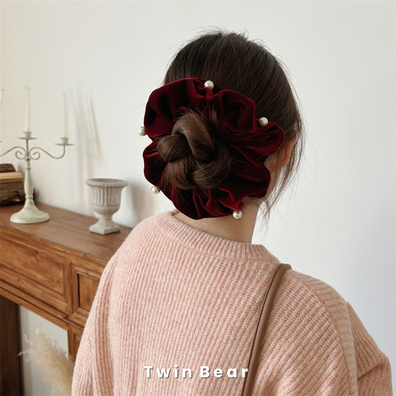 慵懒感丝绒珍珠大肠发圈