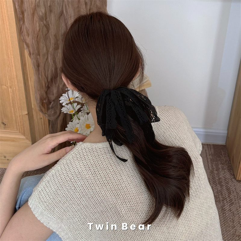 黑色蕾丝飘带蝴蝶结发圈皮筋 精致高级感小肠圈发饰马尾发绳韩国,饰品/流行首饰/时尚饰品新,发饰,淘宝优惠券,粉丝福利购,淘宝优惠卷