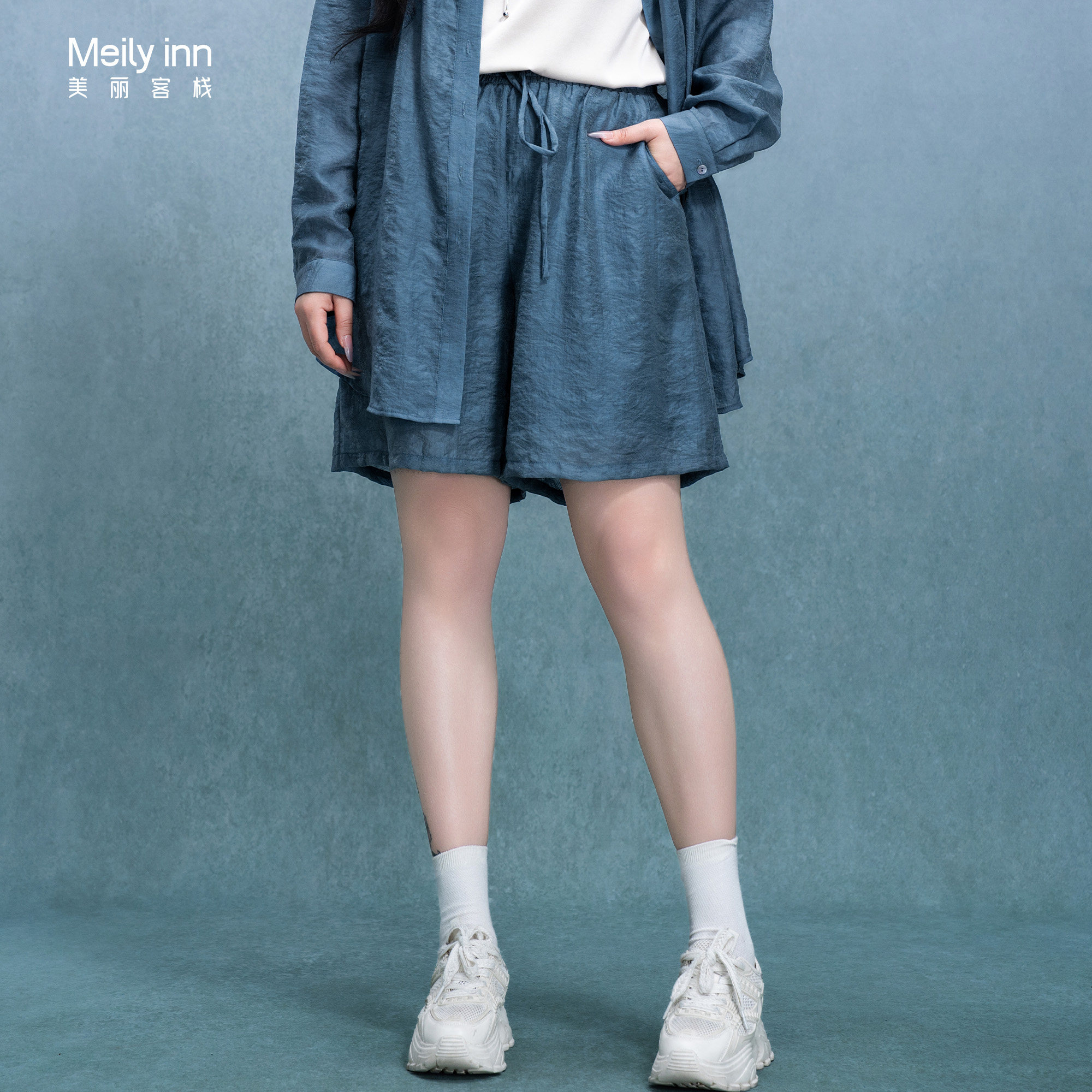 美丽客栈原创高端大码女装加肥加大天丝提花短裤套装胖mm显瘦短裤