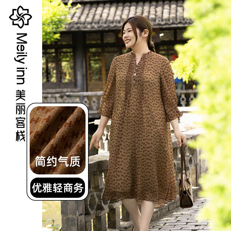 【轻商务】美丽客栈瑾瑜连衣裙大码夏夏季高腰大码女装连衣裙