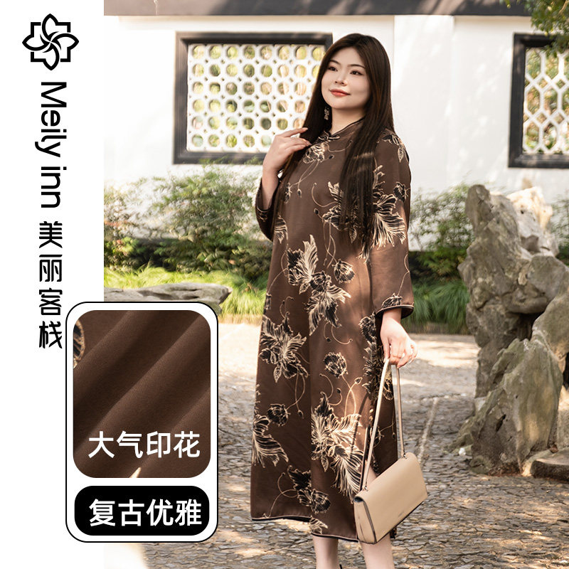 【南烟】美丽客栈大码气质连衣裙胖mm女新中式复古改良版旗袍裙子