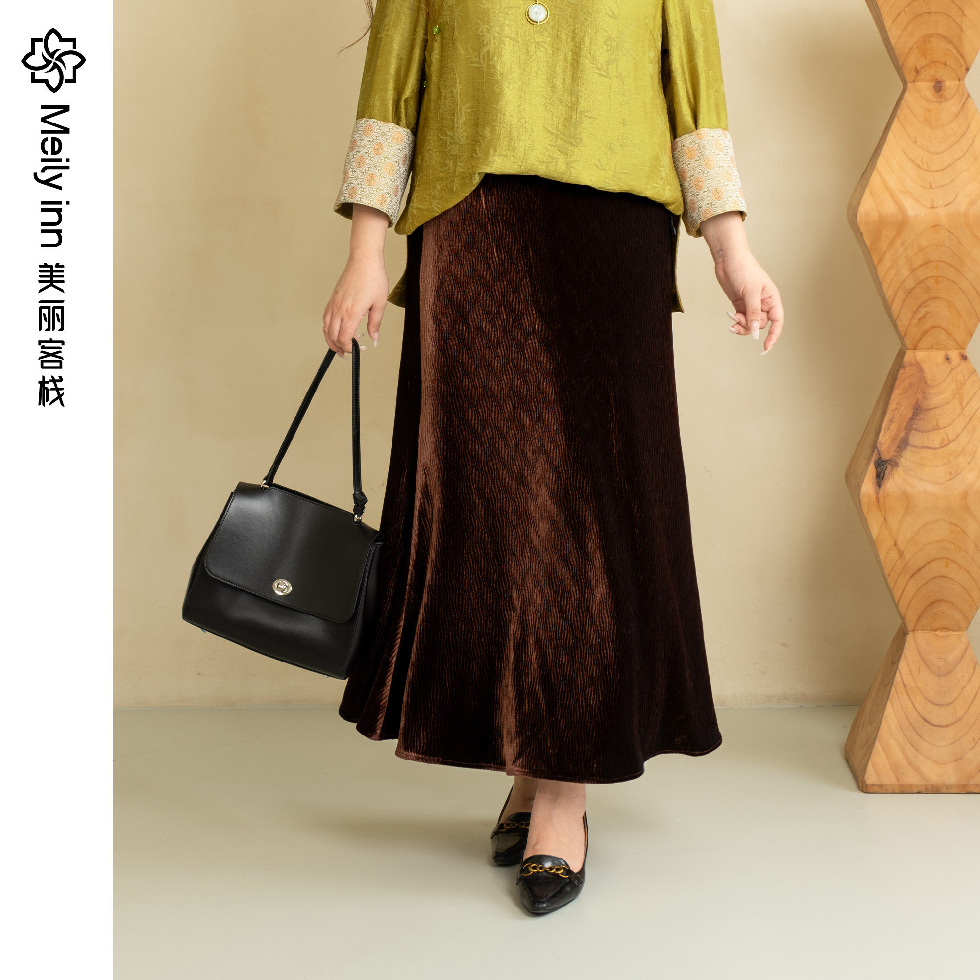 【压褶后工艺】美丽客栈大气高级设计感鱼尾裙大码女装半身裙春秋
