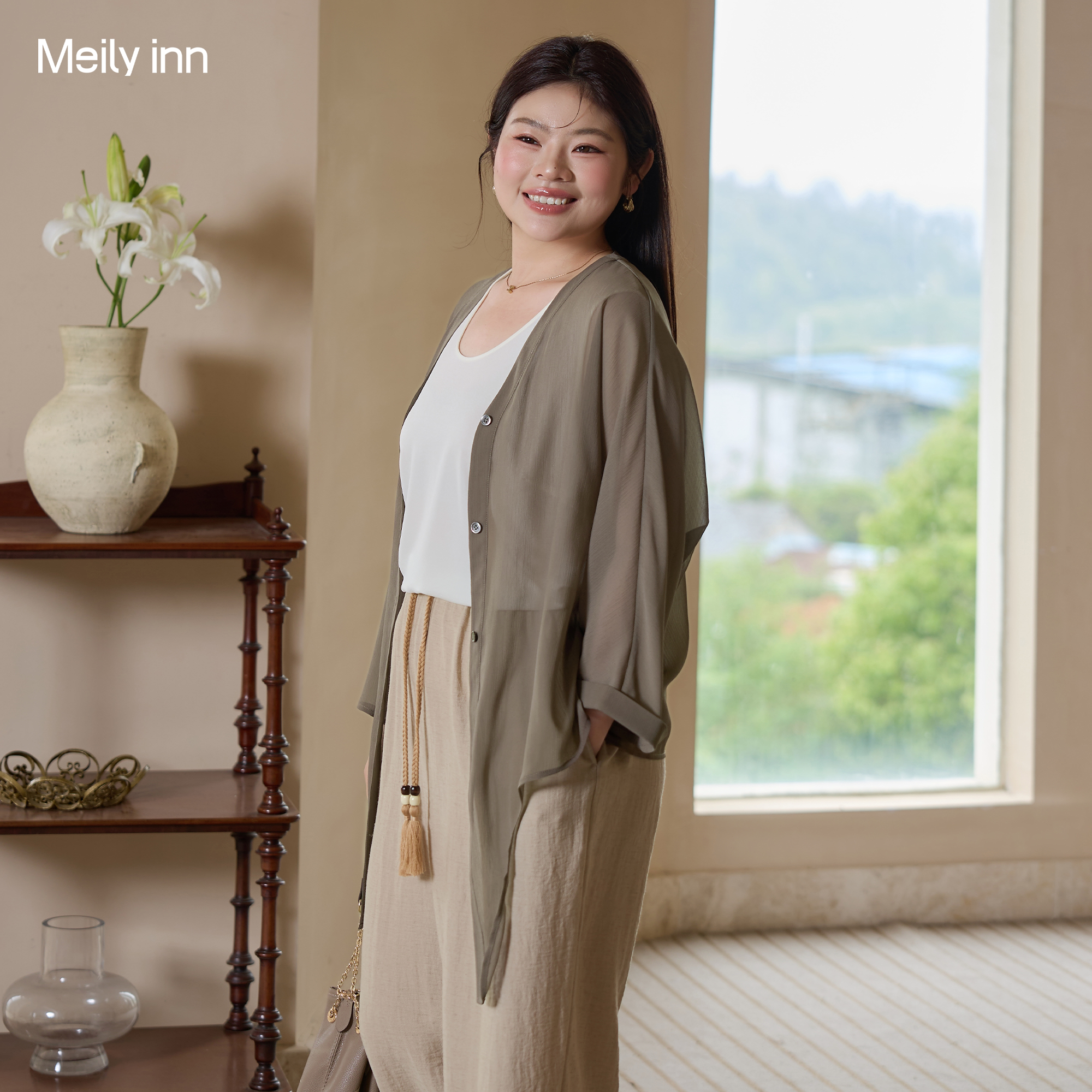 美丽客栈大码慵懒风衬衫外