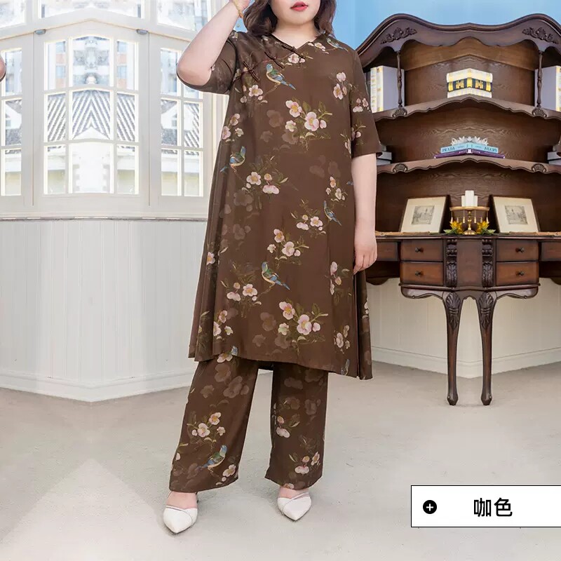 大码休闲裤连衣裙套装