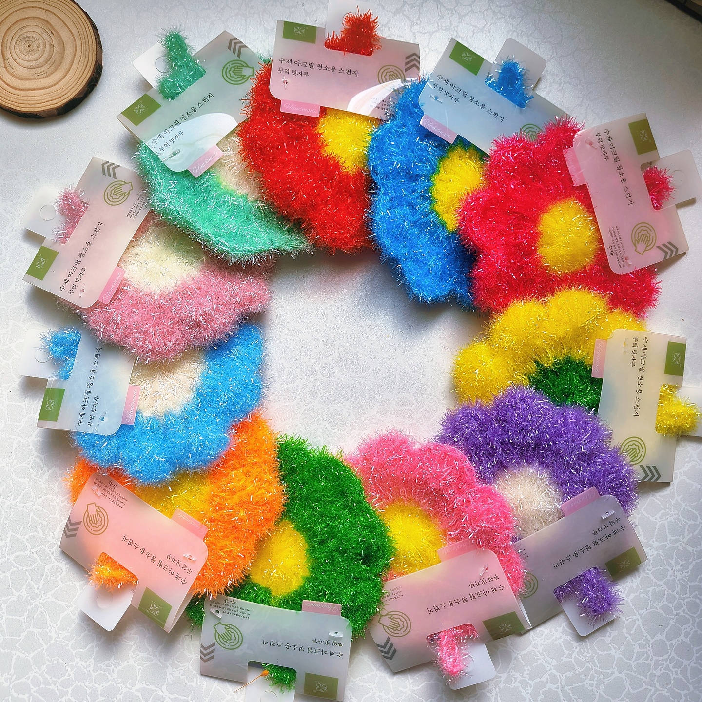 出口韩国草莓洗碗巾小花梅花洗碗布亚克力纯手工抹布菜瓜布不伤锅