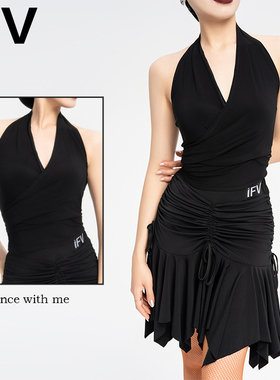 IFV国标女式成人拉丁舞上衣摩登舞服一片式裹胸吊带美背内搭1042