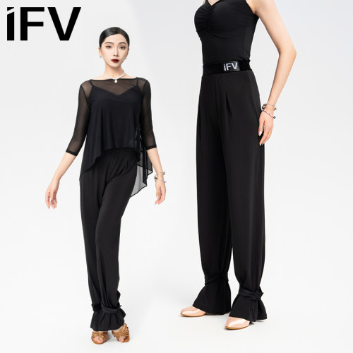 IFV摩登裤高弹力丝绒腰带束脚